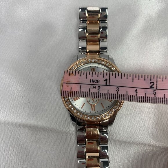 Womens FMD Quartz Analog Watch Rose Gold Silver Crystal Accents New Battery - Picture 8 of 8